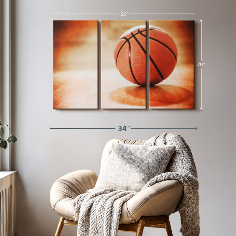 «Orange Basketball», 3 pièces, H 20 po x l 33 po x P 1,25 po