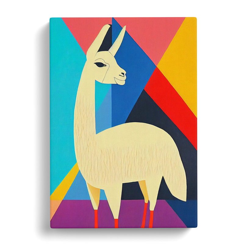 Llama Mid Century - Wrapped Canvas, 50cm H x 35cm W x 3cm D
