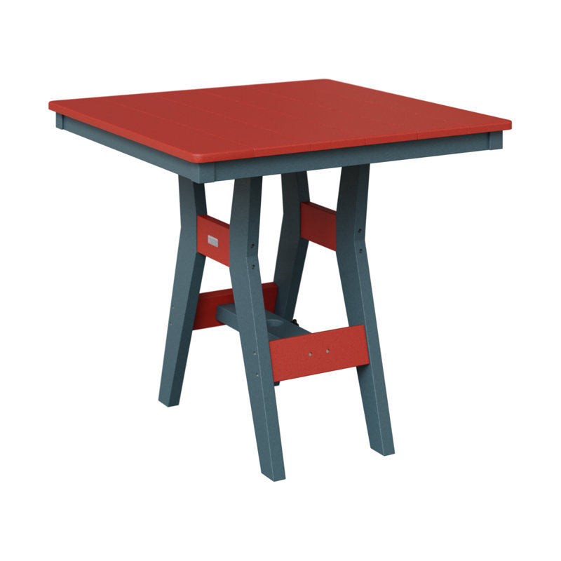 Harbor Outdoor Square Dining Table, Scarlet Red, 30.37" H x 33" W x 33" D, Slate
