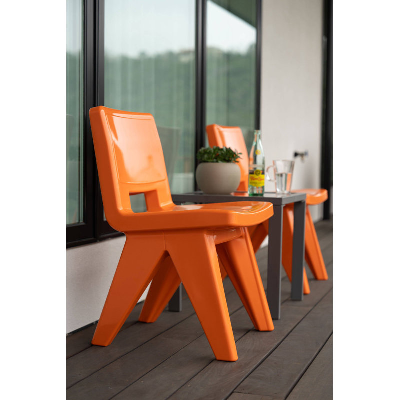 Fresco Outdoor Dining Side Chair, Vintage Orange