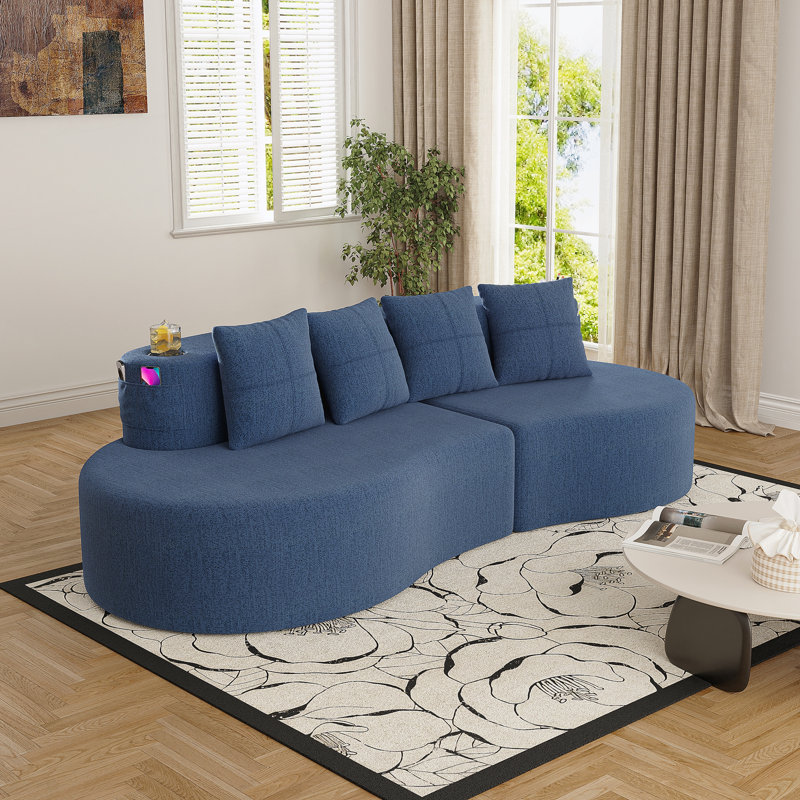 Canapé demi-lune 3 pièces Boneless, Marine