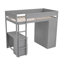 Lit mezzanine simple Space avec placards gris, bureau et armoire 2 armoires, foyer-2001209156-2001209157