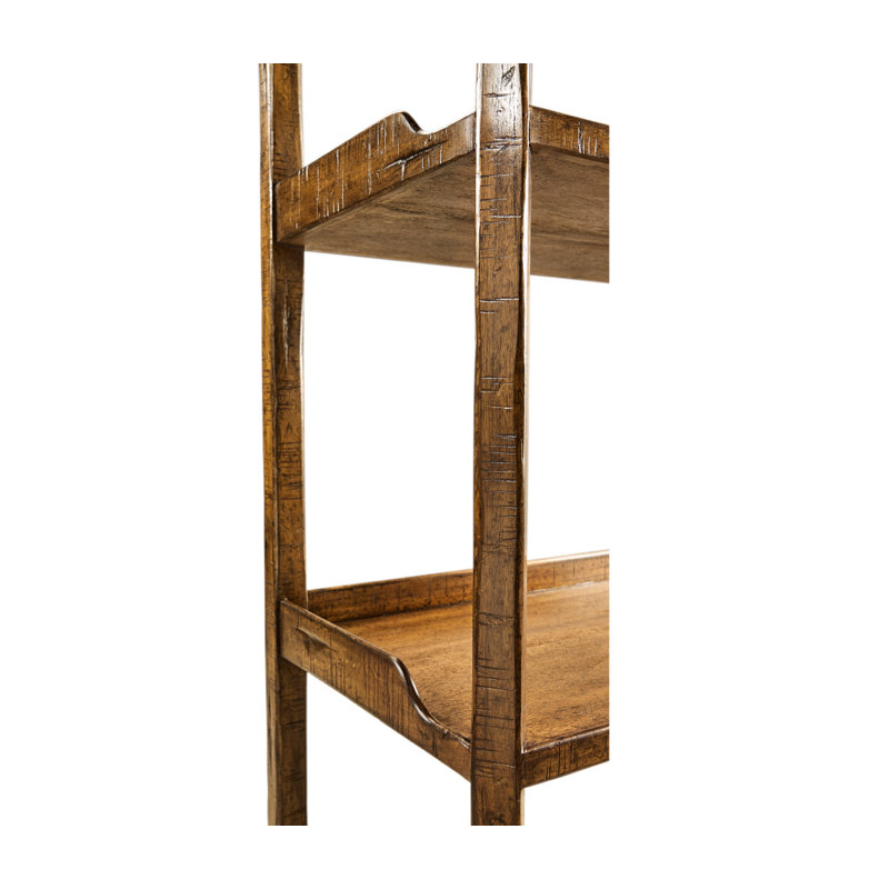 Casually Country Solid Wood Etagere Bookcase, Country Farmhouse Walnut