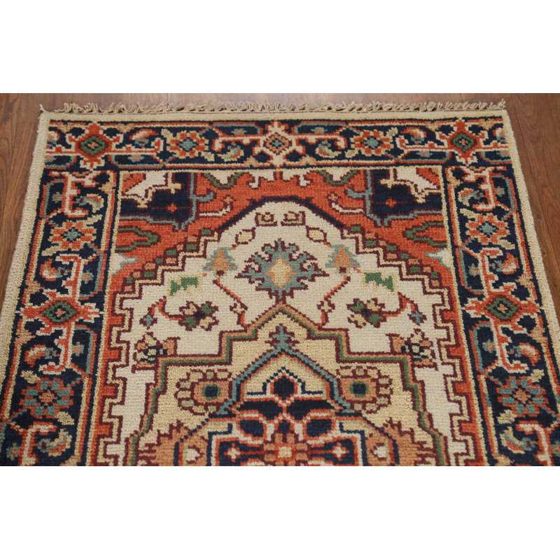 Tapis géométrique ivoire Heriz Serapi