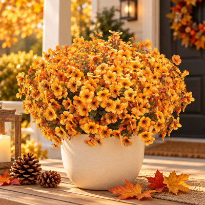 20 paquets de fleurs de maman artificielles avec feuillage vert pour la décoration extérieure
