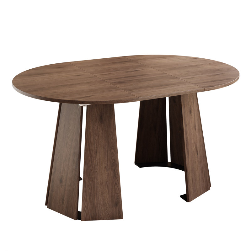 Extendable Round Dining Table, Brown, 76cm H x 140cm W x 140cm D