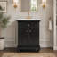 Meuble-lavabo moderne de 61 cm (24 po) avec lavabo en céramique, design à panneaux surélevés et pieds tournés vers le haut, tiroir basculant, étagère réglable et charnières à fermeture douce.-636204096