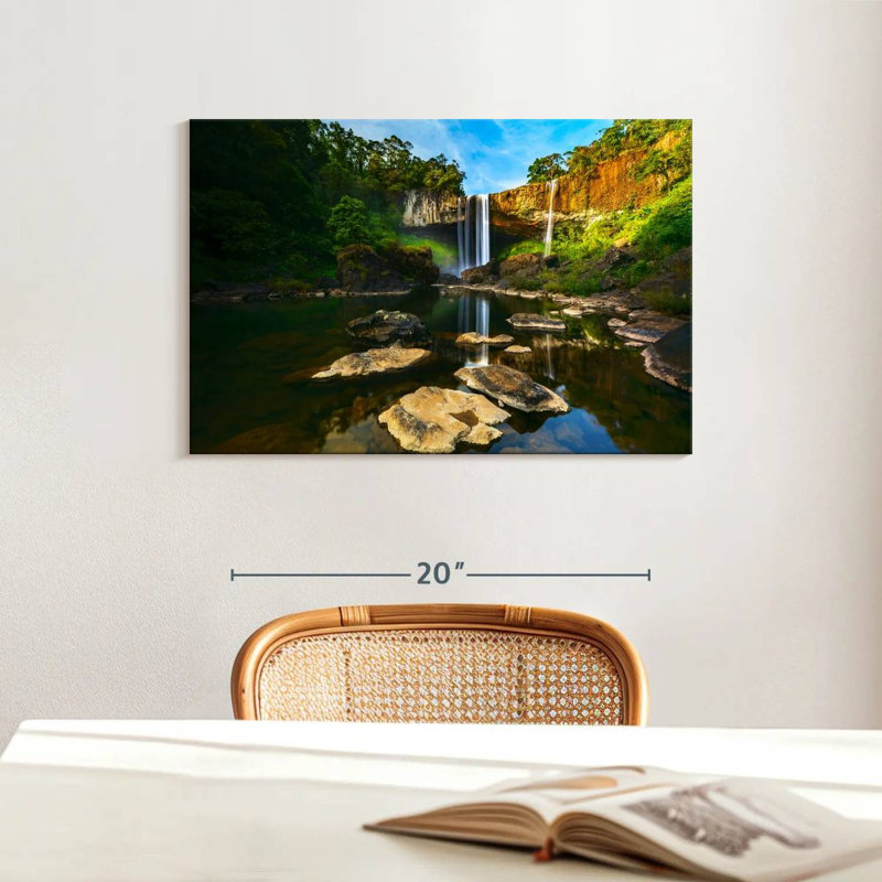 Idyllic Tropical Waterfall, 16" H x 24" W