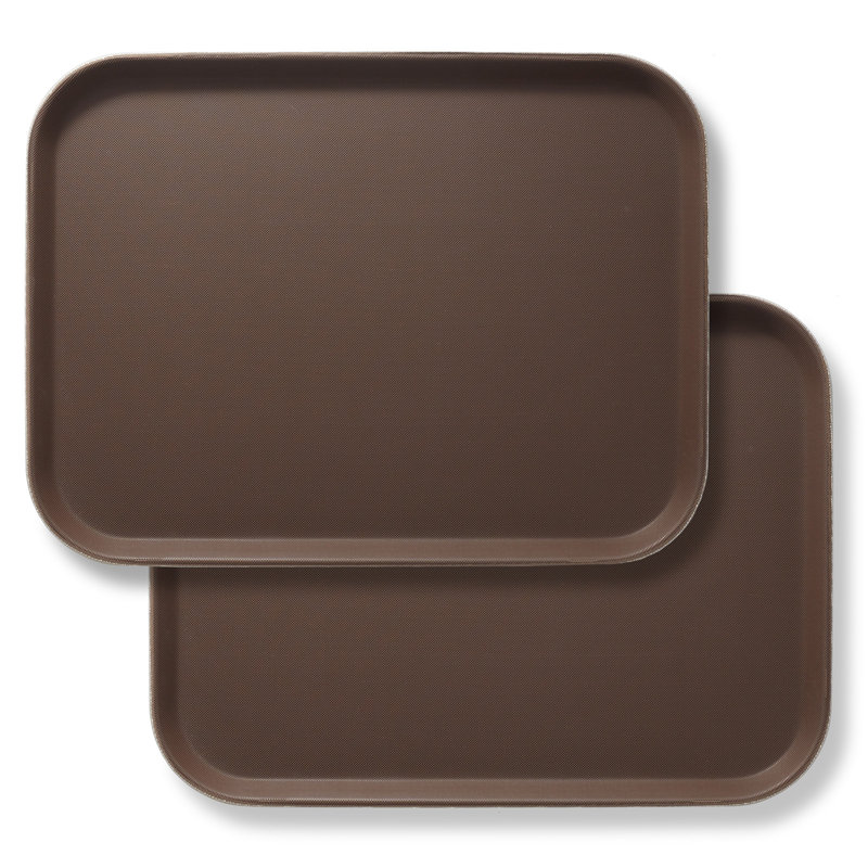 12" x 16" Rectangular Non-Skid Serving Trays, NSF Certified, Brown