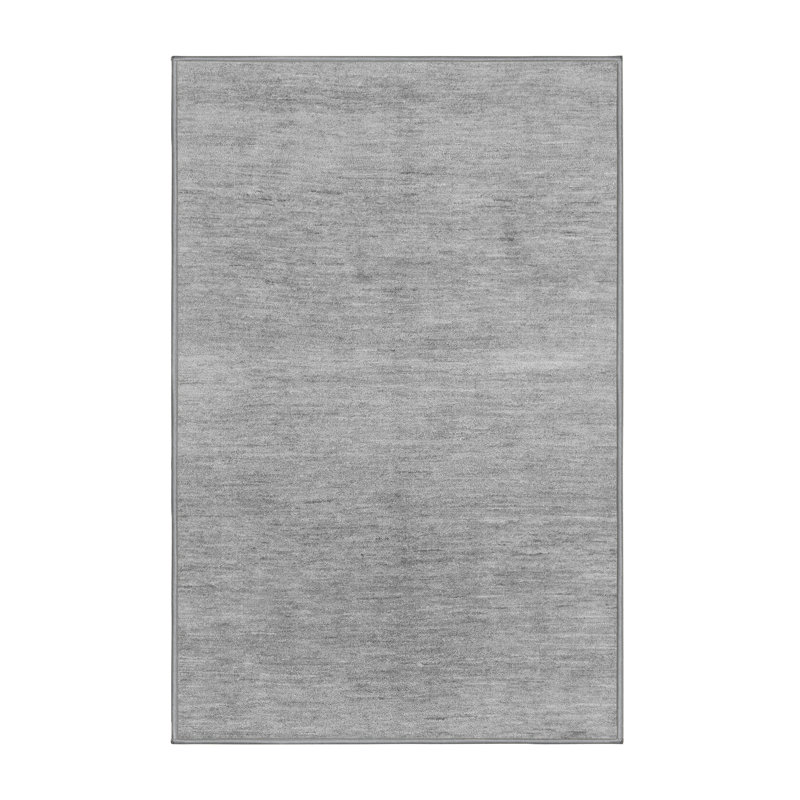 Tapis gris tissé à la machine Bernabe, Rectangle 7 pi x 10 pi