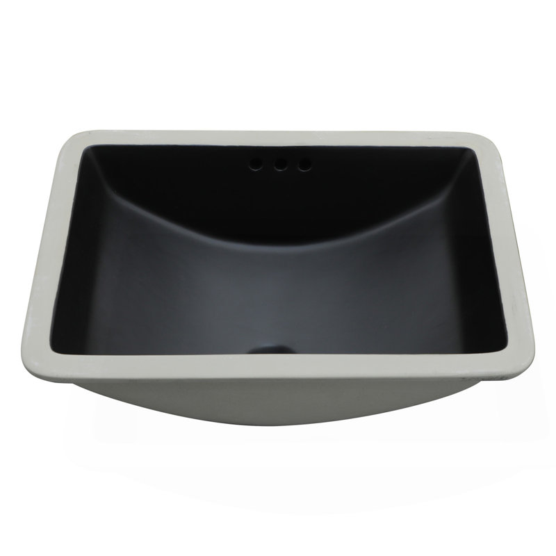 Lavabo de salle de bain encastré en céramique noir avec trop-plein 21 po x 14,75 po (n'inclut que le lavabo de salle de bain)