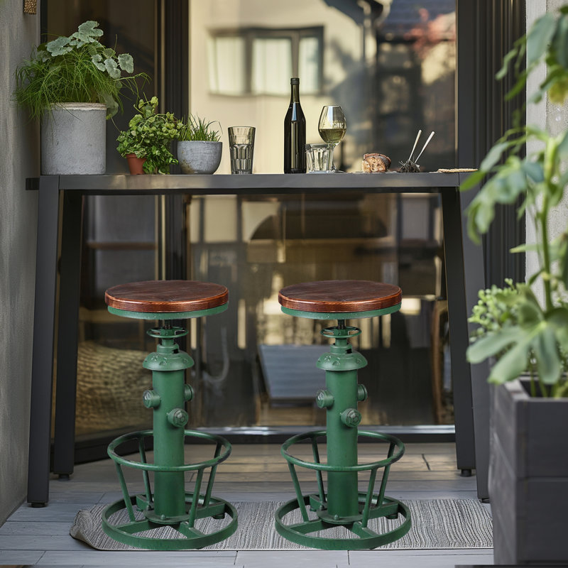 Tabouret de bar de cuisine antique et industriel, Vert, 2