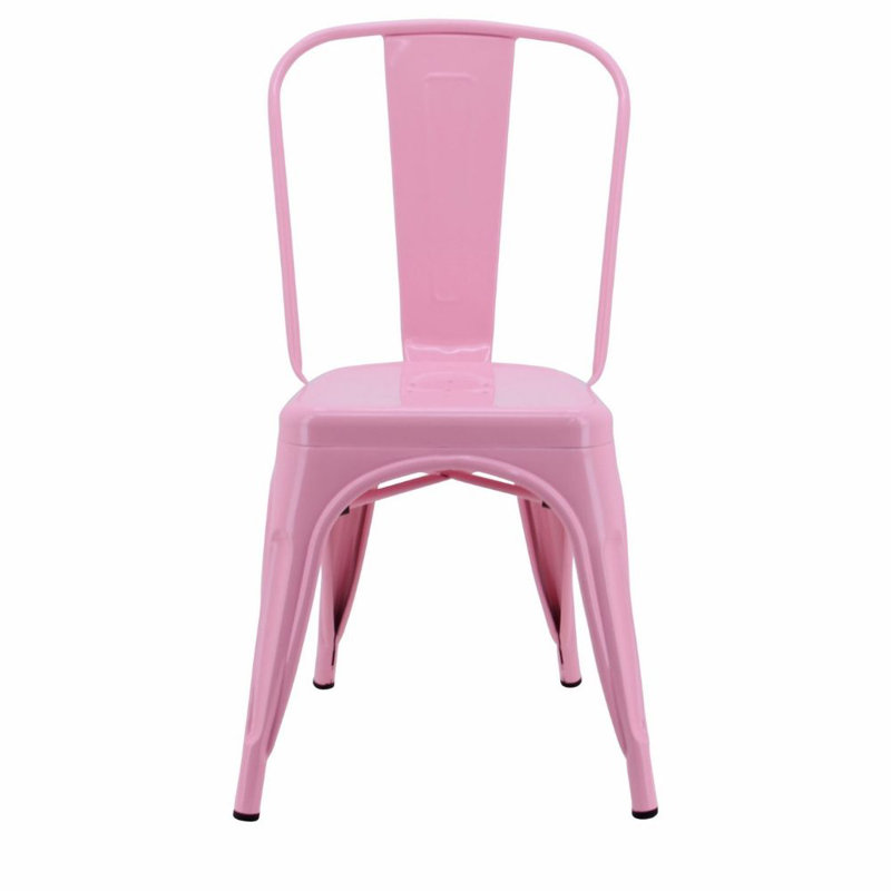 Chaise de patio empilable Nunes, Rose clair