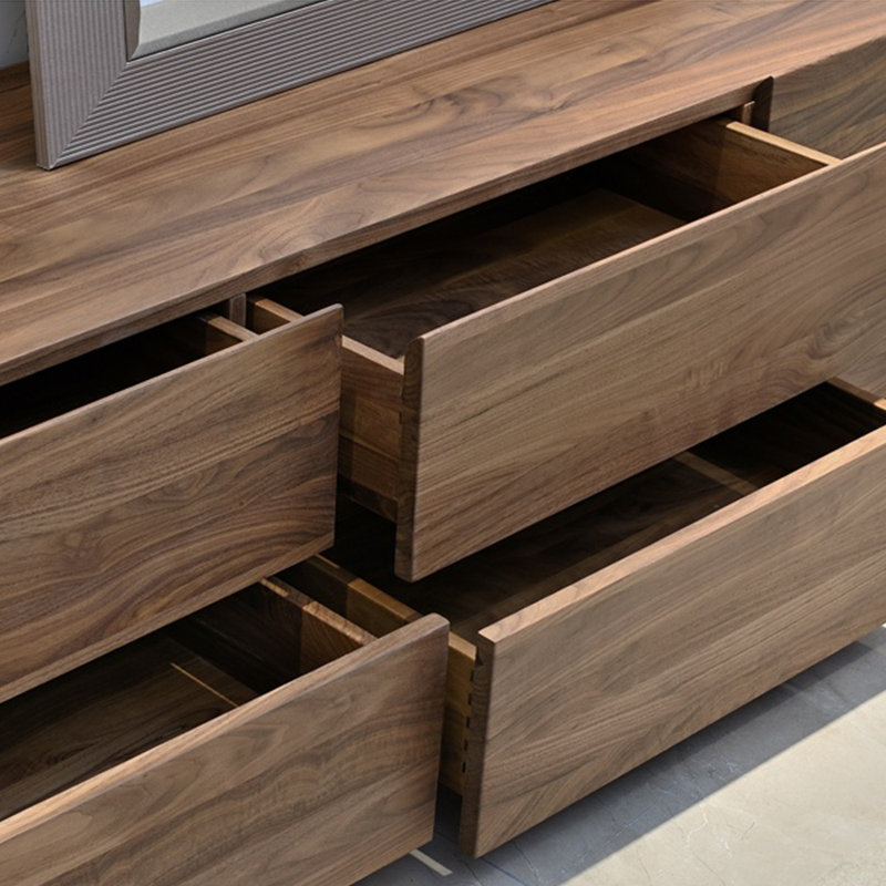 Modern simple pure black walnut TV cabinet, 70.87"
