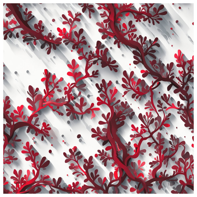 Tapisserie murale motif branches rouges, 104 po H x 88 po avec 4 œillets