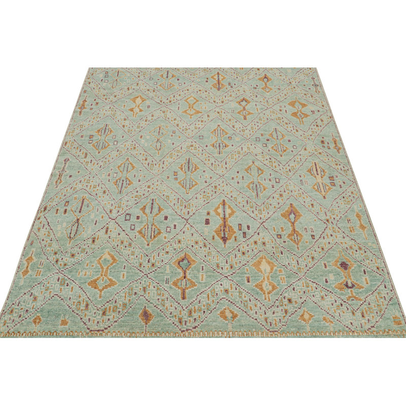 Moroccan Hand Knotted Geometric Area Rug, Rectangle 6' x 8'