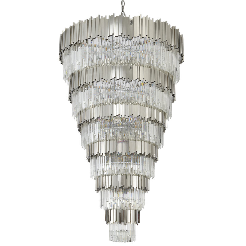 Lustre en cristal 60 lumières Transitional, Chrome, 6