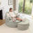 Oversized Round 5 Pillows Soft Chenille Sofa with Ottman-1364133850