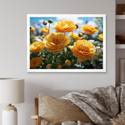 «Yellow Buttercups Field Vibrant III», reproduction d'art sur toile
