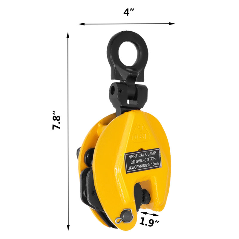 0.8T Plate Clamp 1763Lbs Plate Lifting Clamp Jaw Opening 0.6 inch Vertical Plate