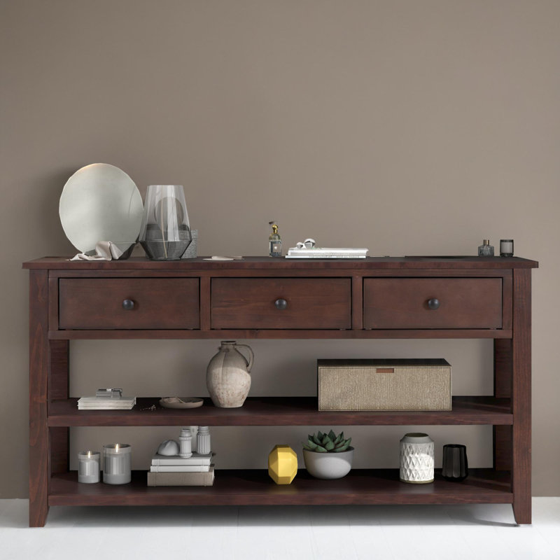 Console 50 "avec tiroirs et tablette pour hall d'entrée, Plateau espresso / structure espresso