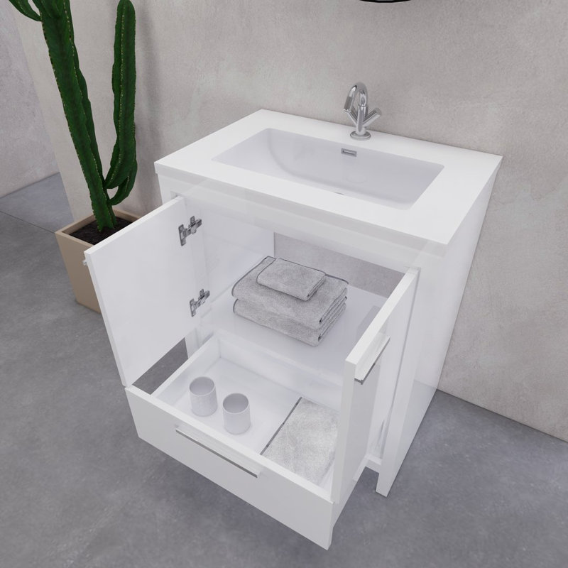 Ensemble de meuble-lavabo simple 29,6 po Eden, Blanc lustré