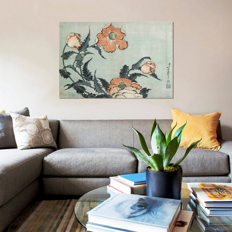 « pops, c. 1832 » par katsushika hokusai,, impression sur toile, H 18 po x l 26 po x P 1,5 po, Toile avec cadre noir