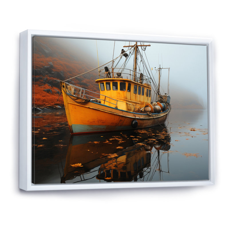 Canada Misty Harbor - impression, Cadre flottant blanc, H 30 po x l 40 po x P 1,5 po