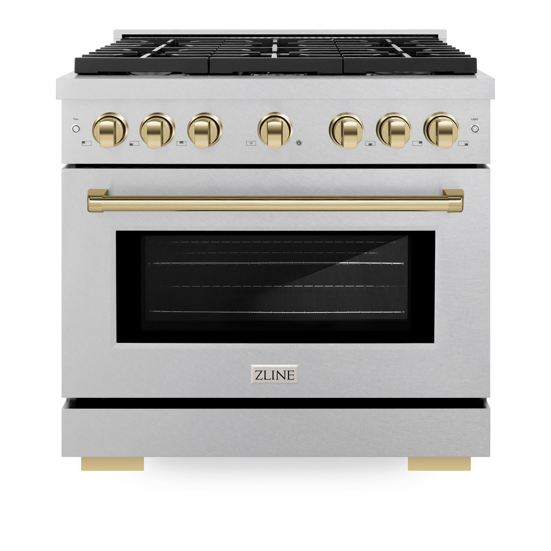 ZLINE Autograph 36 in. Paramount Satin Steel Gas Range w/ 6 Burners & Accents ZLINE
