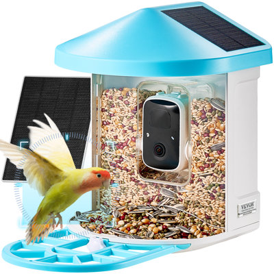 Mangeoire à oiseaux intelligente avec caméra IDI Identifier 10000+ espèces d'oiseaux à énergie solaire