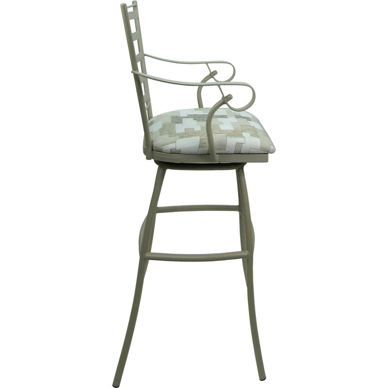 Tabouret de bar intérieur extérieur 30 po avec accoudoirs, Crème, crème, Beige