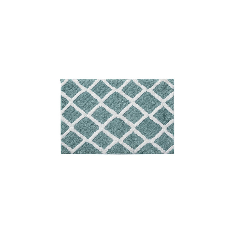 Reversible High Pile Tufted Microfiber Bath Rug, Aqua, 34" L x 21" W