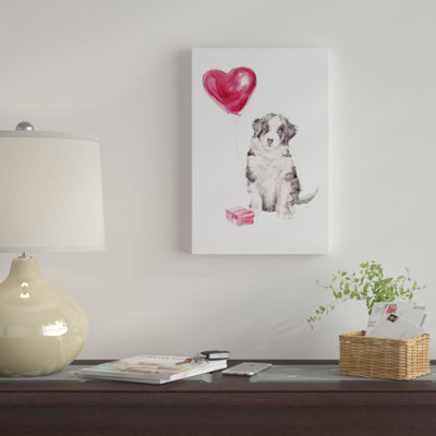 " Happy Dog With Gift And Balloon " by Wandering Laur