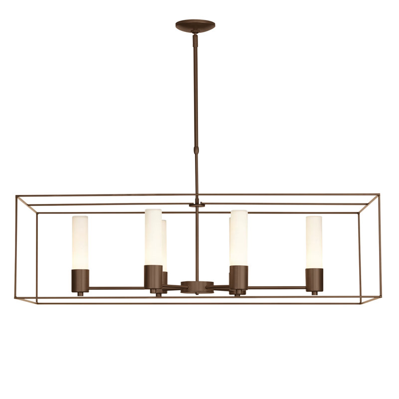Portico 6 - Light Kitchen Island Linear Pendant, Bronze, Opal, Modern Brass