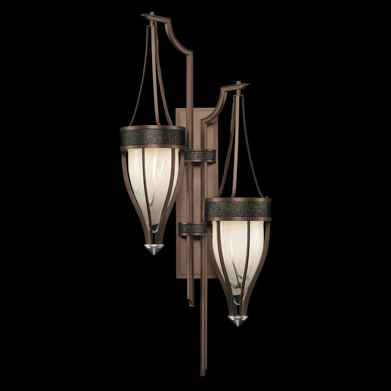 Applique murale H 41,5 po Mirage, Bronze / nickel, Chevalier noir