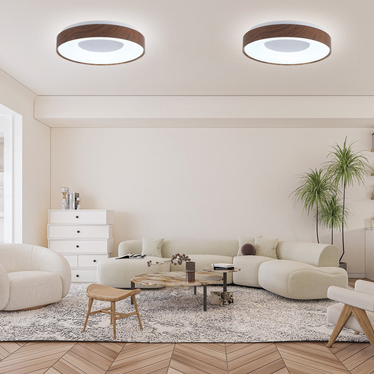 Walnut Finish Large LED Flush Mount (Set of 2)
