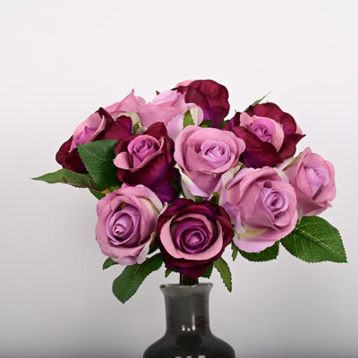 Artificial Rose Floral Arrangement For Wedding Party Dining Table Centerpieces, Greenery Foliage Leaves Sprays With Long Stem For Vase Filler