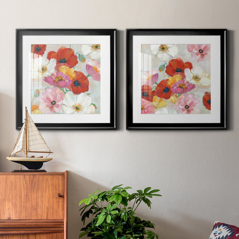 Confetti Flowers I - ensemble de 2 cadres photo, Noir, H 30,5 po x l 61 po x P 1,5 po