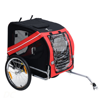 Aosom Dog Bike Trailer Pet Cart Bicycle Wagon Cargo Carrier Attachment for Travel with 3 Entrances Large Wheels for Off-Road & Mesh Screen