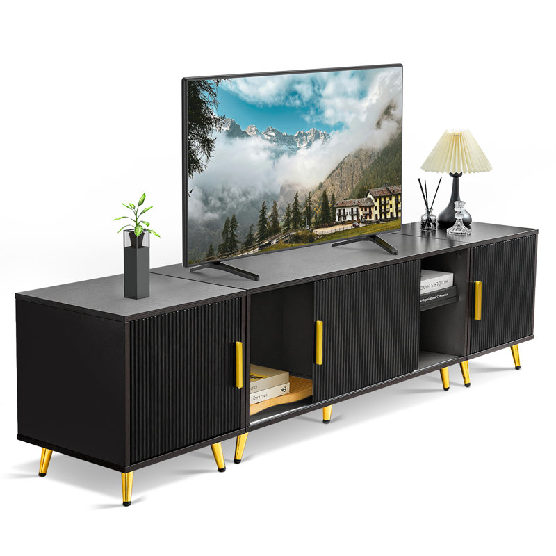 Kenzingtyn TV Stand for TVs up to 85" with Storage Function, Black