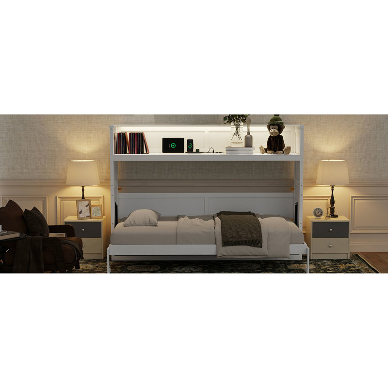 Bed Twin Xl With Desk, Led & . White Finish. Manufactured Employing Solid Wood And For A Versatile Home Office Or Guest Room Size Lights, White. Built Using