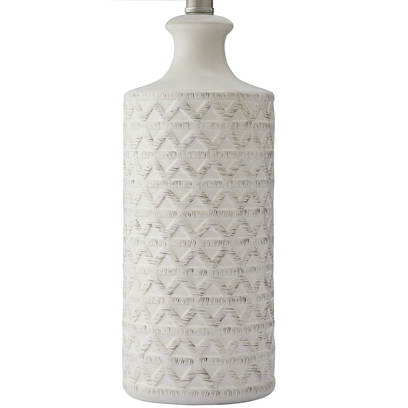 24.75'' White Ceramic Table Lamp Set with Beige Drum Shade