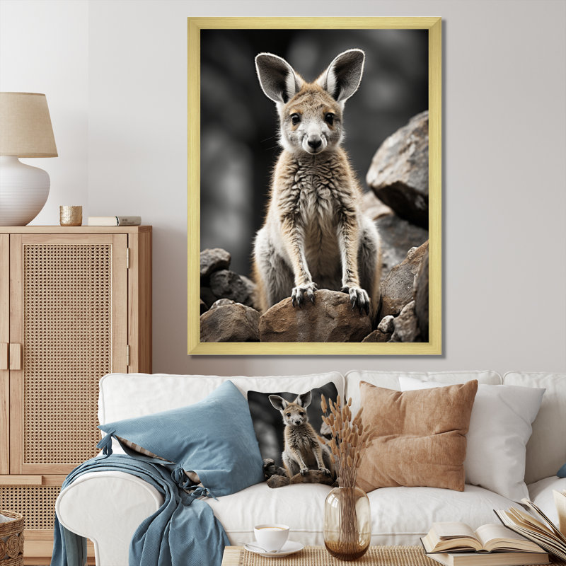 " Kangaroo Bound ", Gold Picture Framed, 32" H x 16" W x 1" D