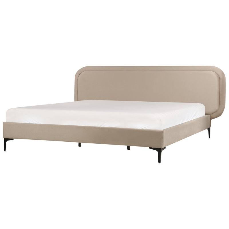 Agita Upholstered Lift Up Storage Scalloped Bed, EU Supper King, Beige