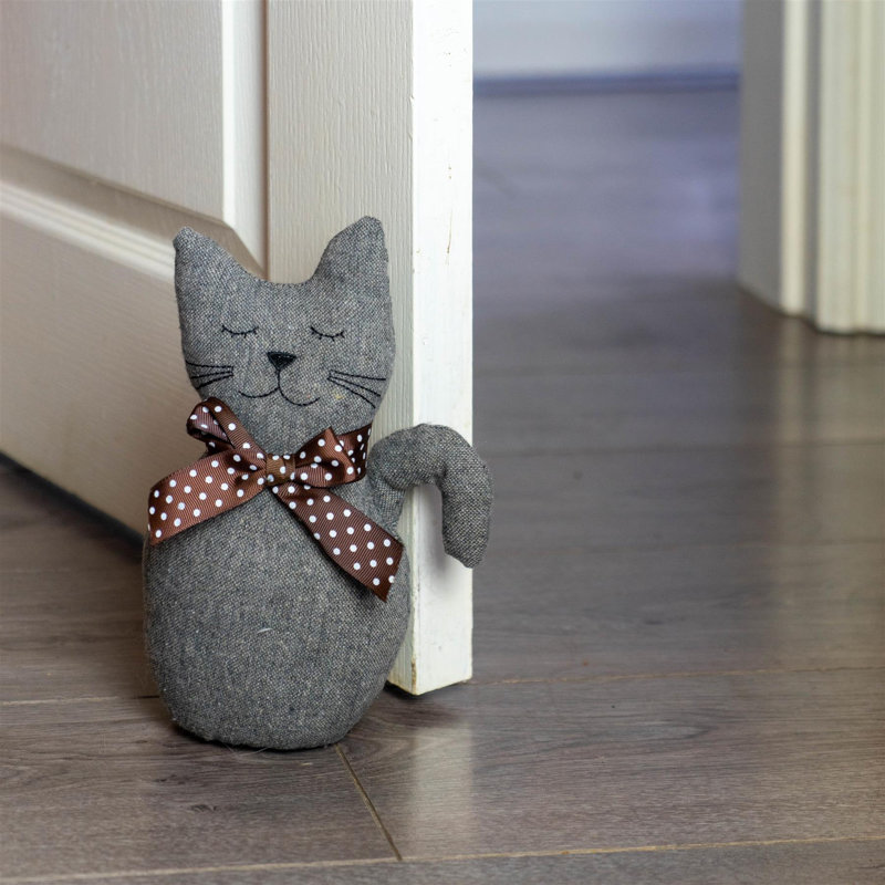 Nicola Spring - Jasper the Cat Door Stops - 16 x 25cm - Grey