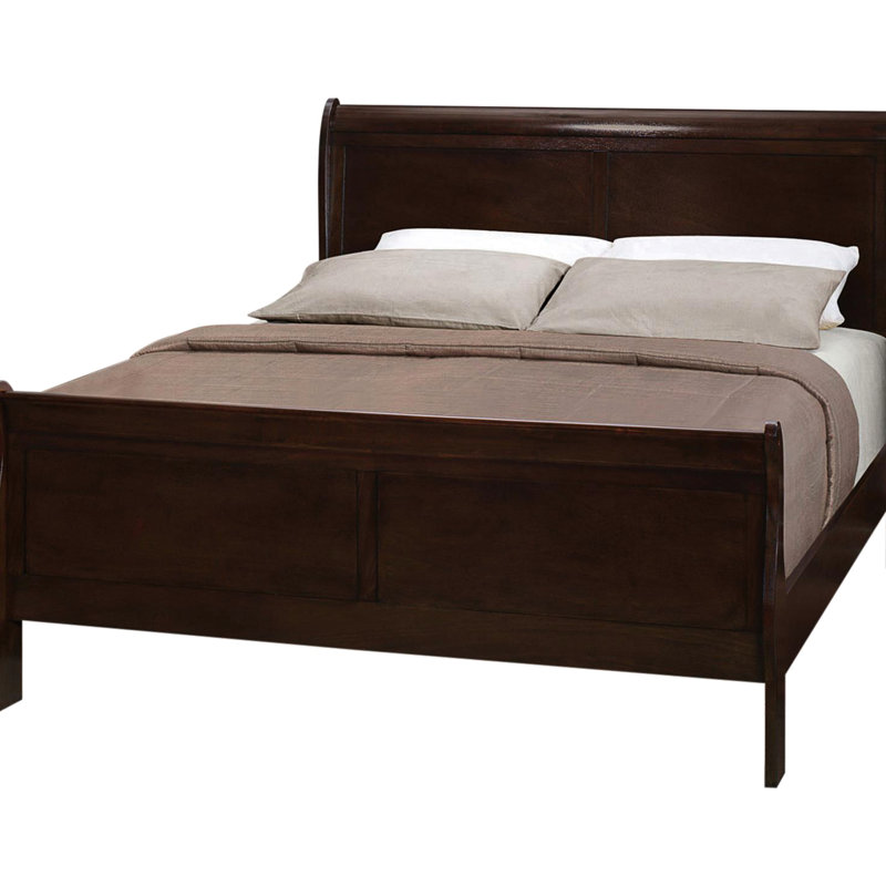 Grand lit de style classique en cappuccino, ajout de chambre à coucher sophistiqué, lit cappuccino en bois franc asiatique, aspect, rehausse, matériau en bois
