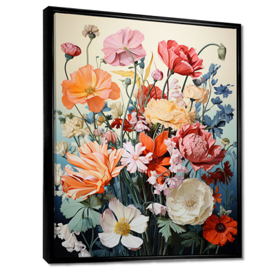 «Vibrant Blooming Wildflowers Retro Colors - Assortiment de bouquets», reproduction d'art mural