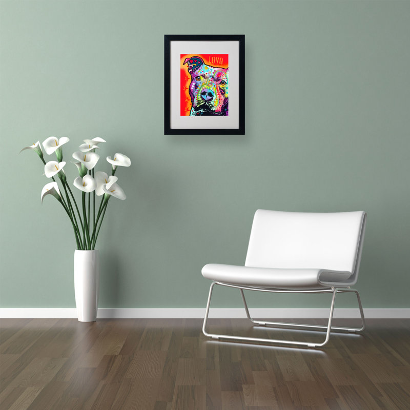 « consciencieux pitbull », reproduction d’impression sur toile, H 14 po x l 11 po x P 0,5 po, Cadre noir, Blanc