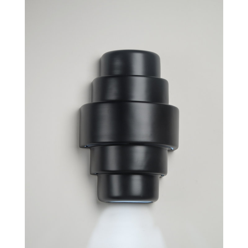 Lampe murale d'extérieur en céramique Hisae, ampoule DEL incluse, Noir mat