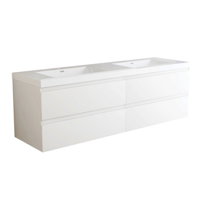 Ensemble de meuble-lavabo double 72 avec plateau Zenovie
